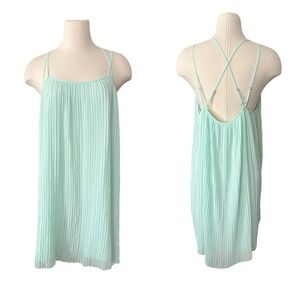 BCBGeneration Strappy Pleated Dress Mint Green Size Large Pastel Coquette Dainty